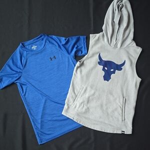 Under Armour Blue Tee and Gray Hoodie Set